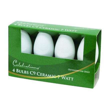 CELEBRATIONS Incandescent C9 White 4 ct Replacement Christmas Light Bulbs BU4C9OWHA